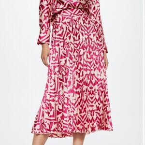 Mango Printed Pleated Skirt XXS